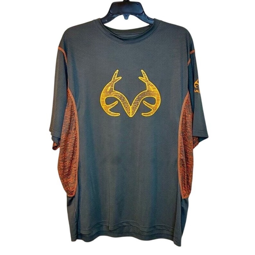 Realtree Performance Hunting Men's Shirt Gray Orange US XL Polyester Logo